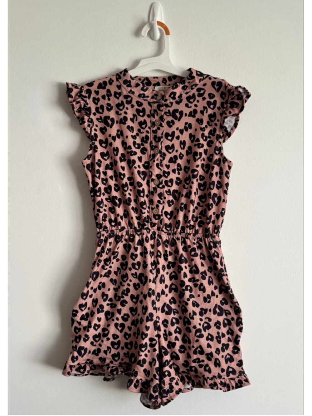 Girls BesserBay Leopard Print Romper Size 10 Pink and Black